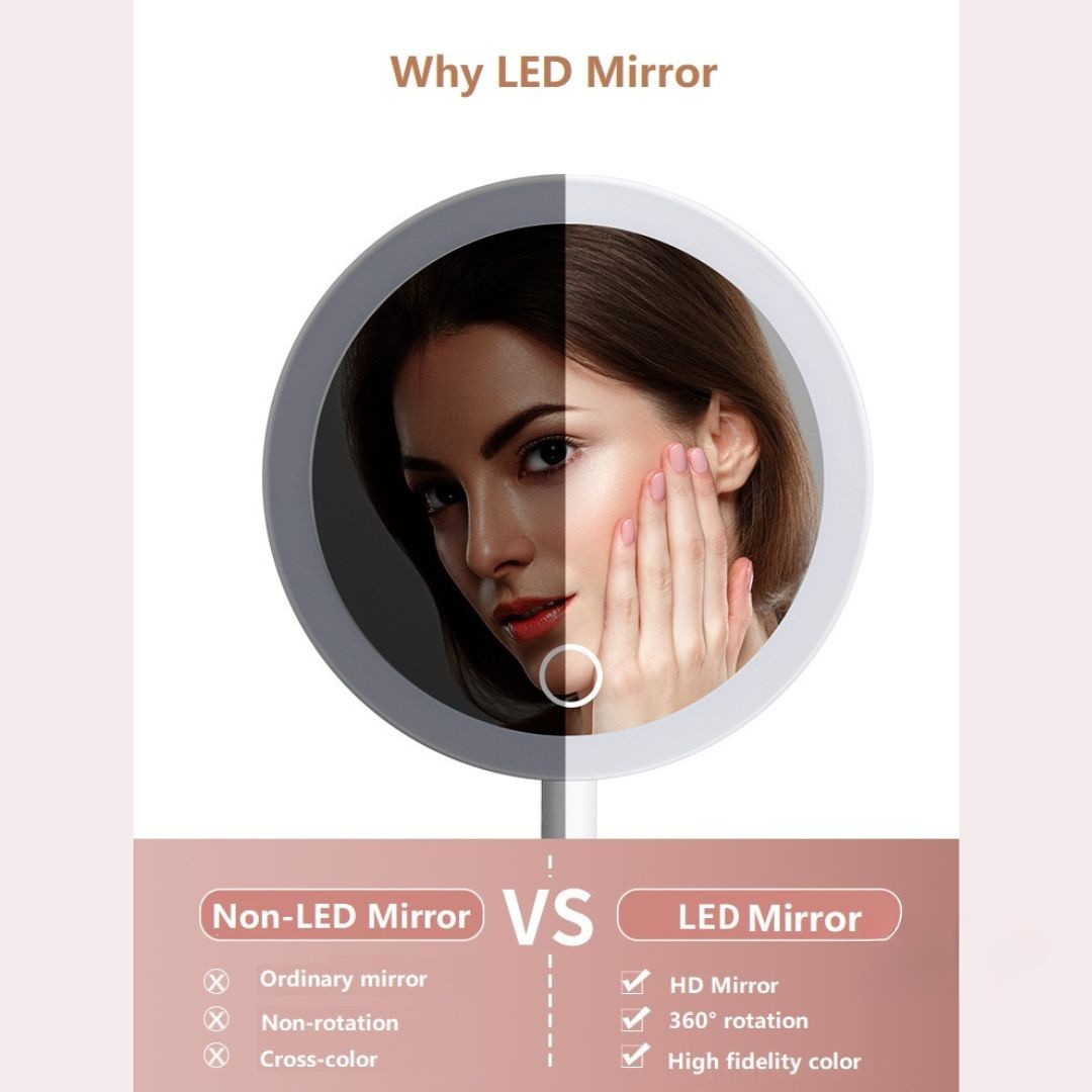 Small Travel LED Makeup Mirror Case with Adjustable Brightness