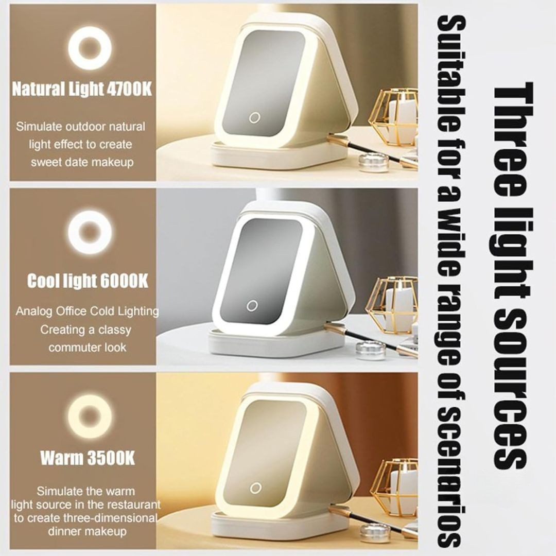 Small Travel LED Makeup Mirror Case with Adjustable Brightness